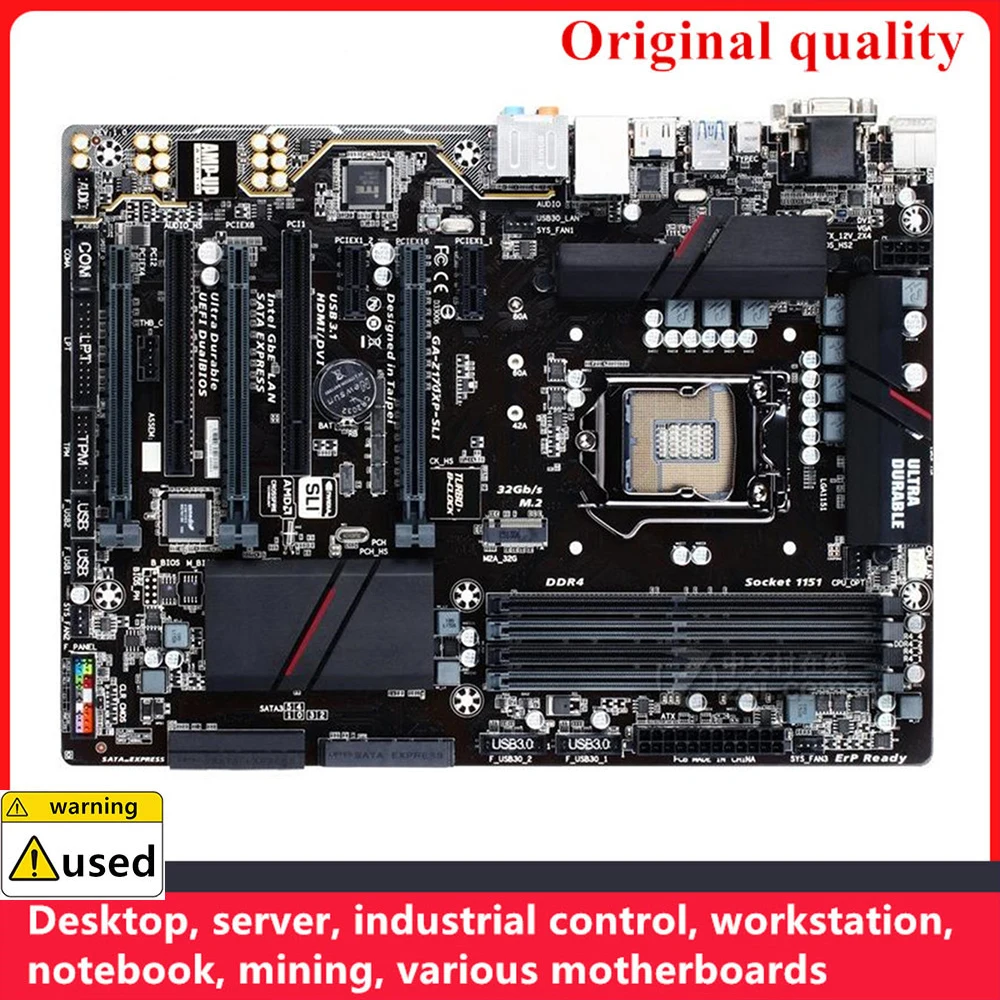 

For GA-Z170XP-SLI Z170XP-SLI Motherboards LGA 1151 DDR4 64GB ATX Intel Z170 Overclocking Desktop Mainboard M.2 NVME SATA III