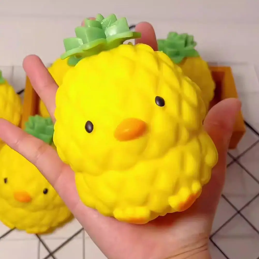 Duck Pineapple Stress Relief Toy Animal Duck Stress Ball Fruit Squeeze Relieve Toys Fidget Chicken Sensory W5F2