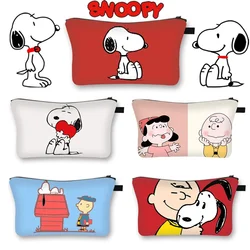 Bolsa de maquillaje Snoopy, artículos de tocador para mujer, bolsa organizadora con cremallera, bolsa de viaje impermeable con dibujos animados, bolsa de almacenamiento, bolsa de cosméticos femenina, regalo