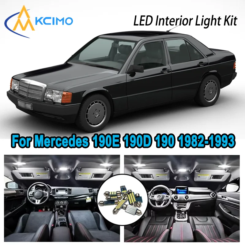 

High-Quality LED Interior Kit for Mercedes 190E 190D 190 W201 1982-1993 1990 Premium Error-Free Dome Map Trunk Automotive Lamps