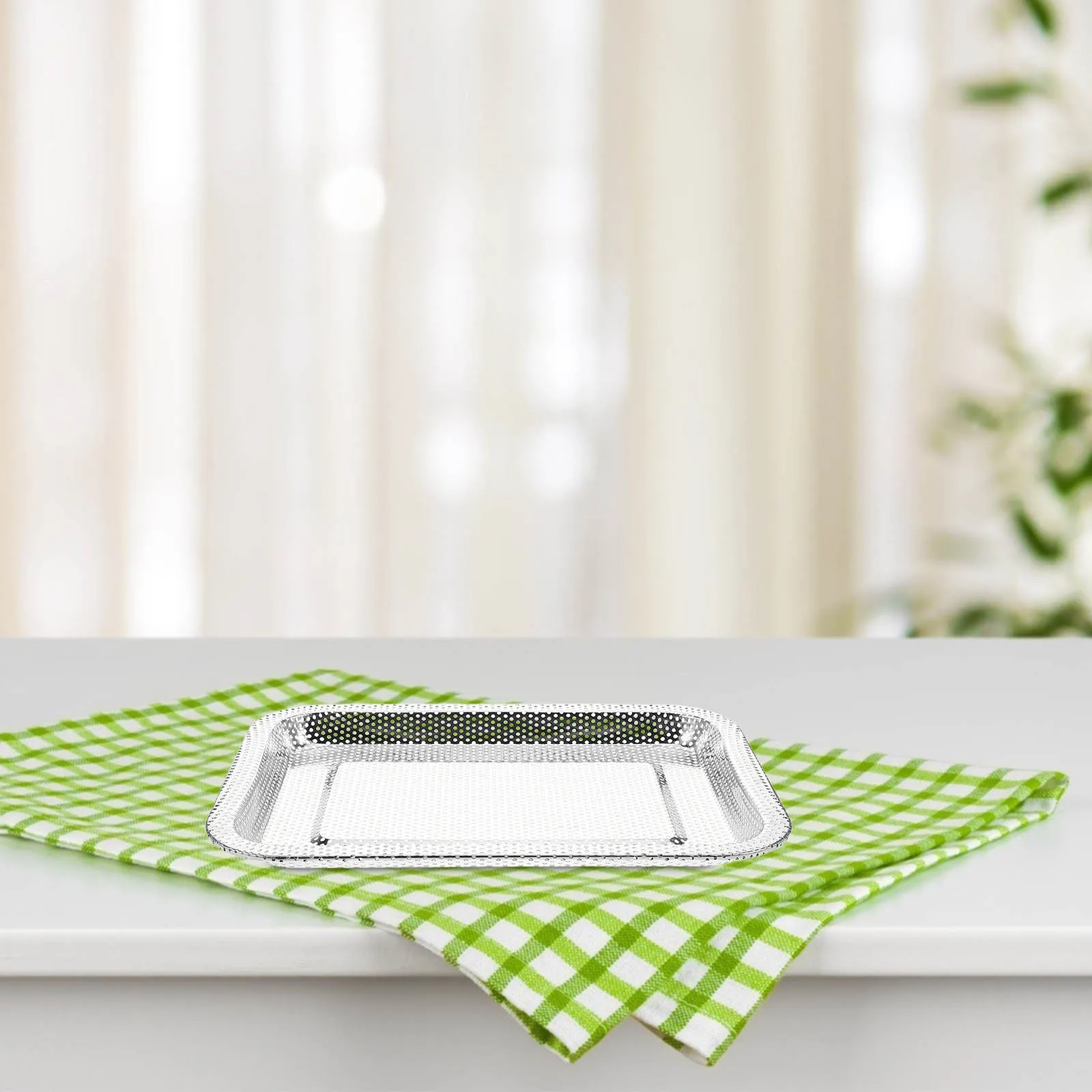 

Fine Mesh Stainless Steel Tray For Vegetables Fruits Tea Leaves Steaming Oil Separation Dish Drying Breakfast Serving Colander