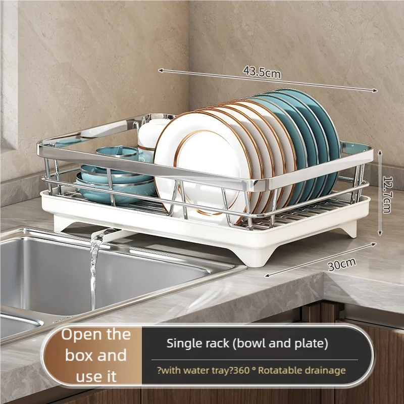 Étagère de rangement de cuisine en acier inoxydable, boîte de rangement pour bols et assiettes, égou