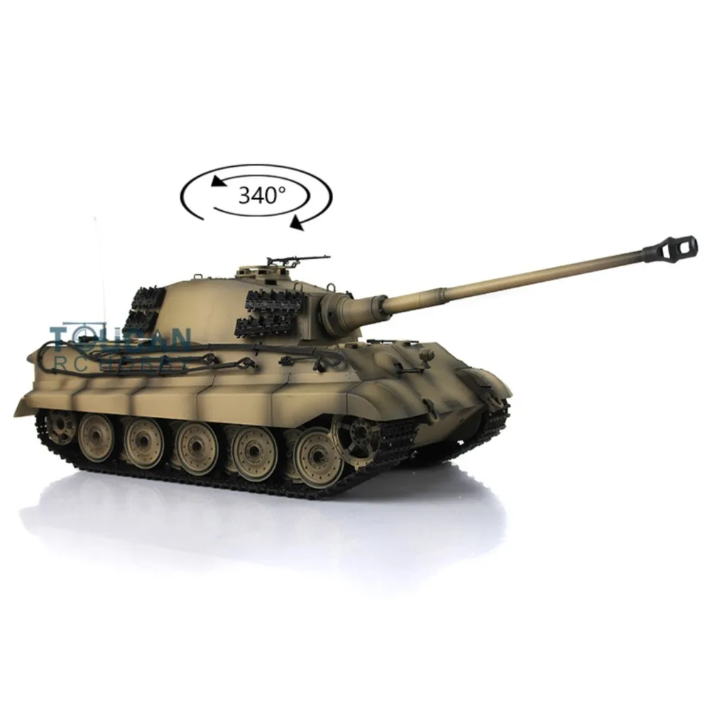 2.4G Henglong 1/16 Yellow 7.0 Plastic  King Tiger RC Tank Model 3888A BB Shooting Army Model Toys TH17559-SMT7