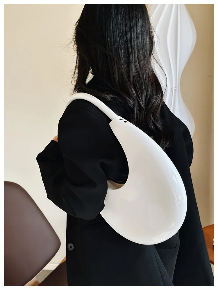 Women Bag Half Moon New Fashion Solid Soft PVC Designer Bags Luxury Shoulder Bag Handbag All-match