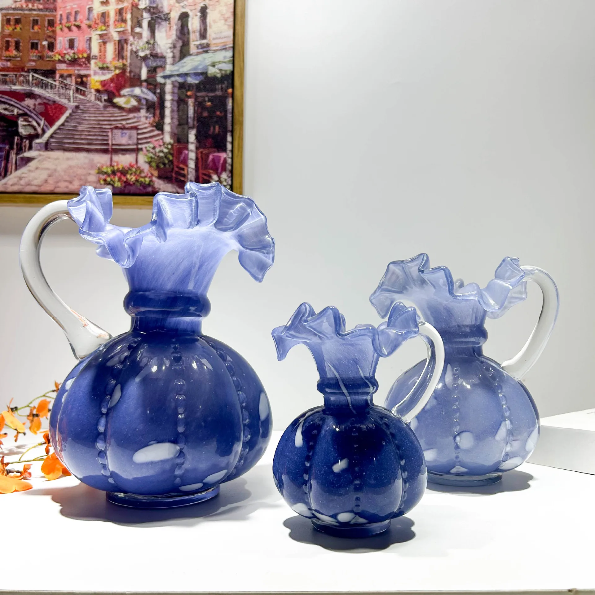 Medieval style glass vase home model room cross-border design aesthetics high-end decoration