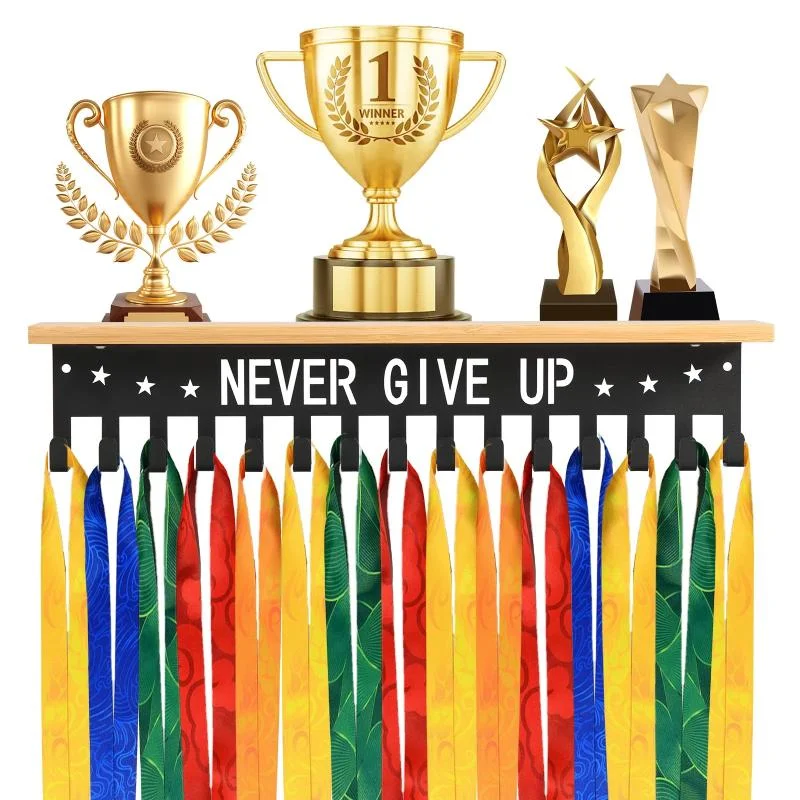 

Medal Display Rack Trophy Shelf Medal Hanger Wall-mounted Metal Display Holder For Sport Race Medal Trophy Home Decor