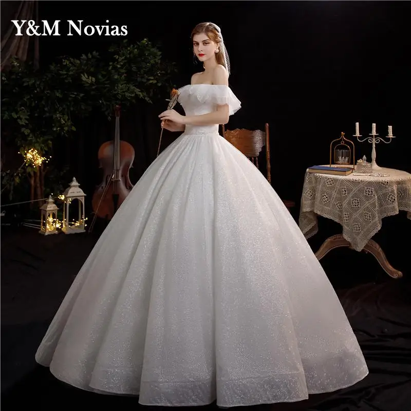 2021 New off White Off the Shoulder Vestido De Noiva Wedding Dress Floor Custom-made Plus Size Bridal gown Real Princess Mariage