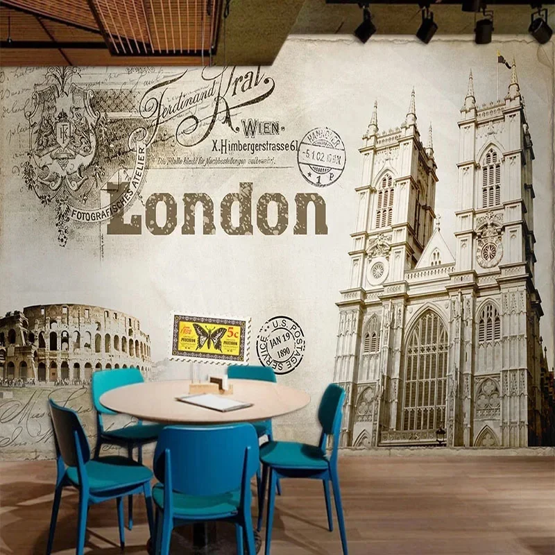 Custom Mural Wallpaper 3D Retro Building Hand Painted Graffiti Fresco Restaurant Cafe Background Wall Decor Papel De Parede 3 D