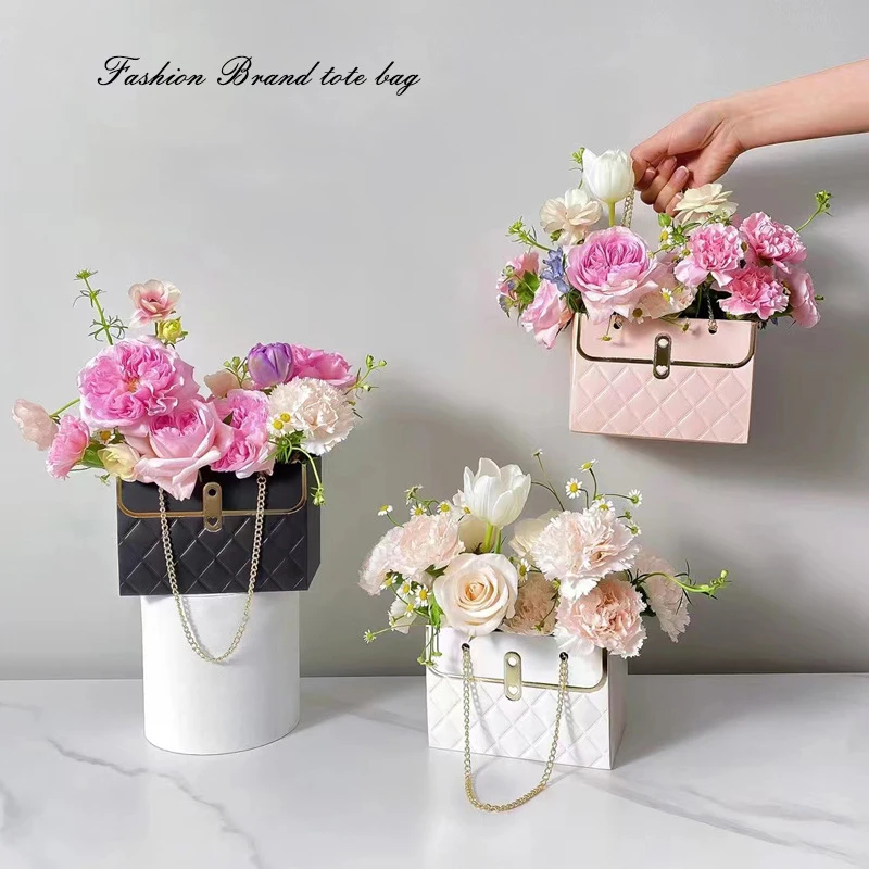 Flower Tote Bag Portable Foldable Bag Long-lasting Universal Packaging Rose Box Party Gift Box Handbag Wedding Birthday Gifts