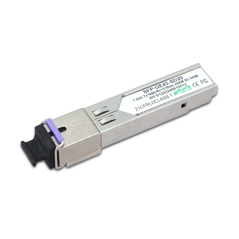 

1.25G Optical Transceiver Tx1490/Rx1310nm 20km SC DDM SFP Module for Fiber Optic Network 10g Data Rate