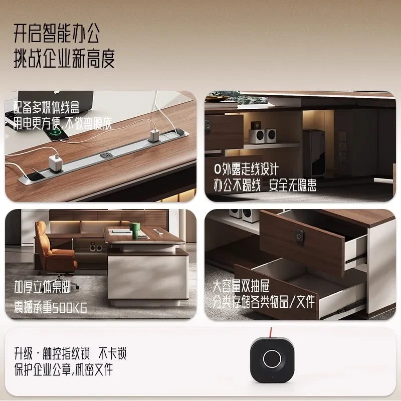 Modern Executive Office Desk and Chair Set  Table Leadership President Workstation Platform Furniture