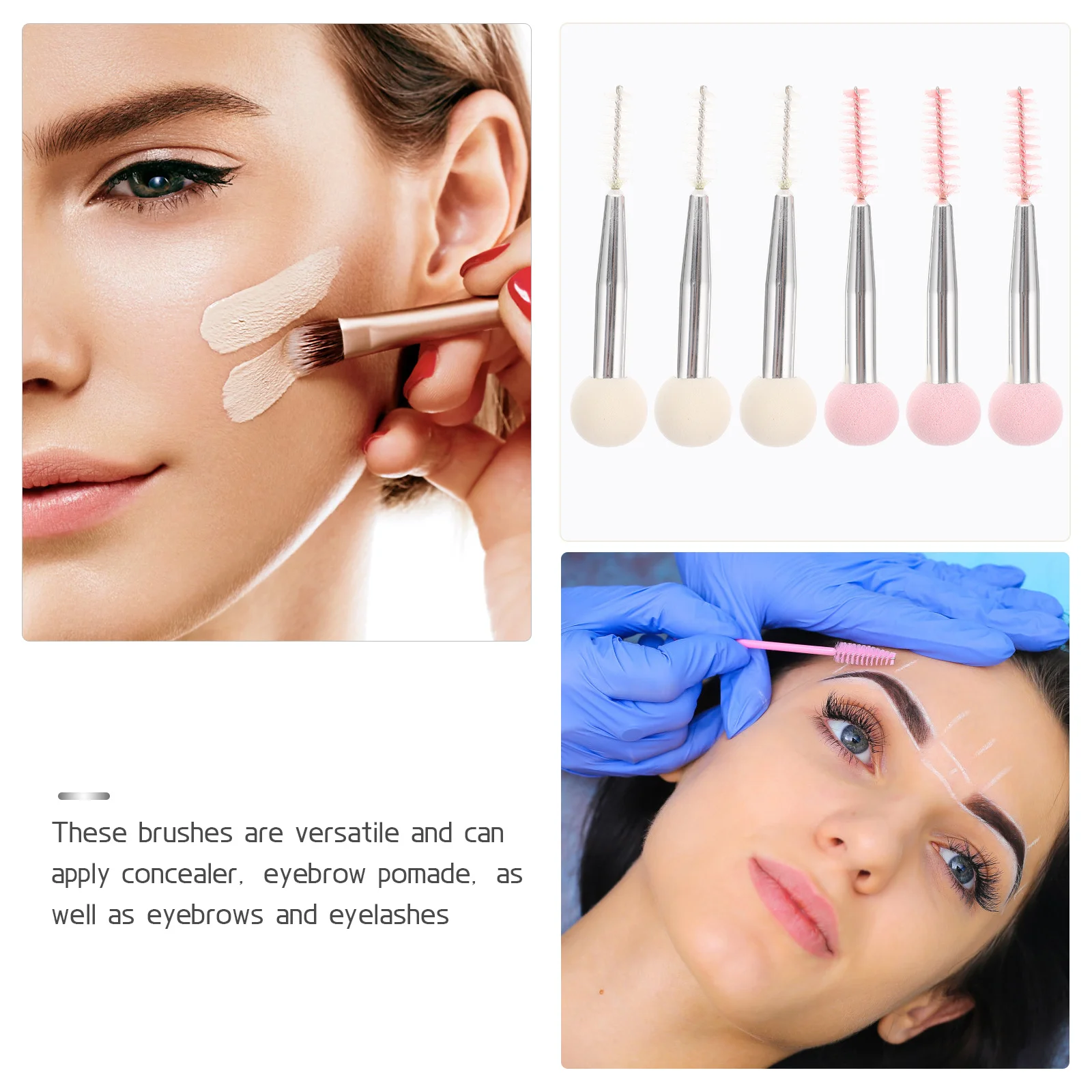 

6Pcs High Quality Makeup Brushes Two Sided Design Versatile Tools for Eyebrow Pomade Eyelash and Concealer Use Daily