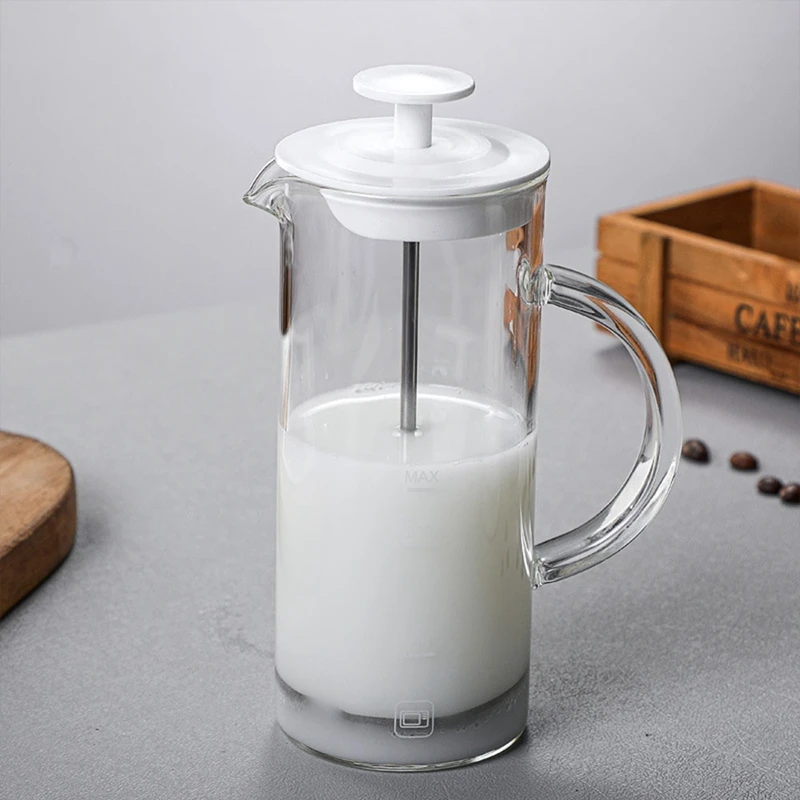 AD24-Milk Bubbling Machine Manual Milk Frother Pot Coffee Milk Bubbling Cup Portable Household Milk Bubbler