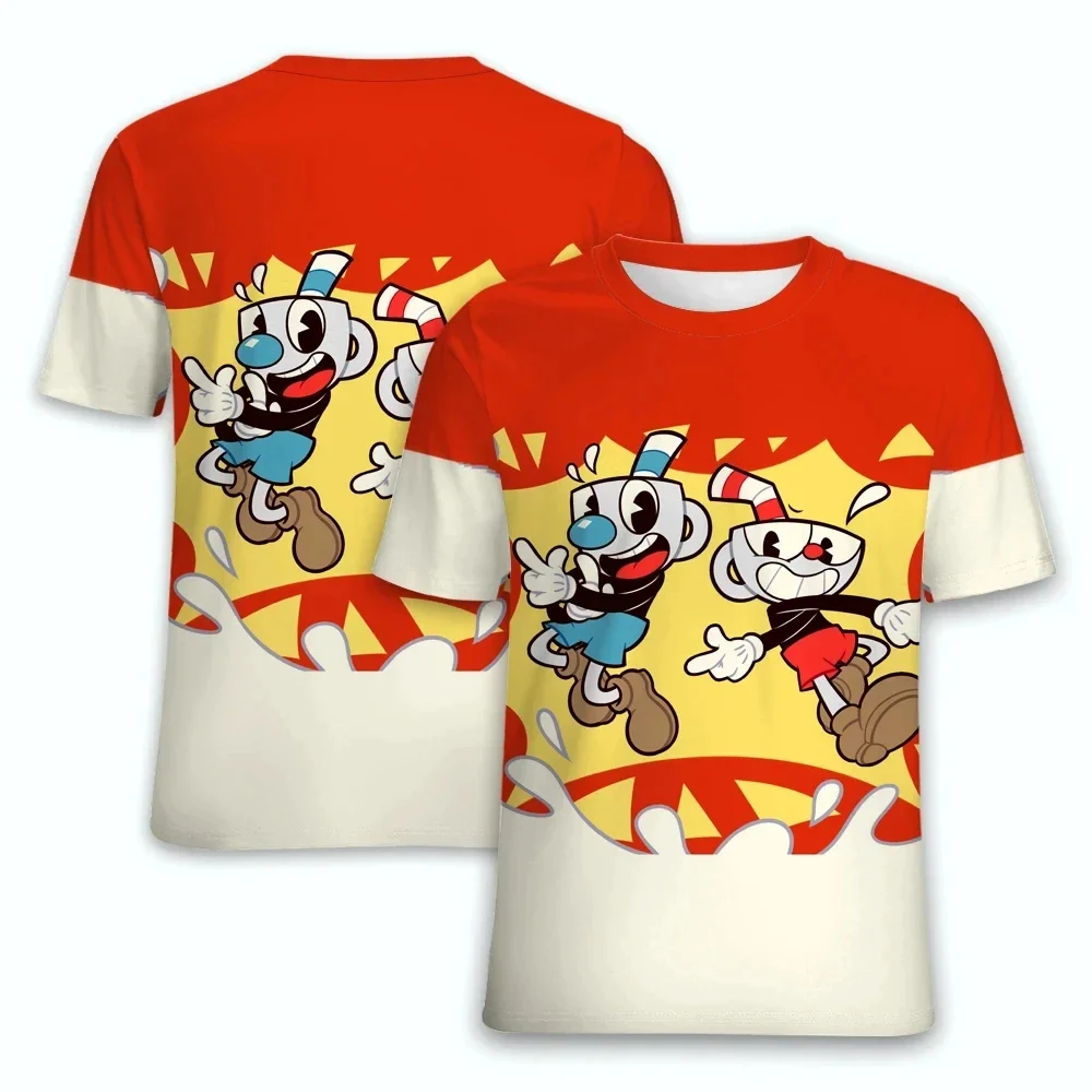 

Мужская футболка с рисунком Диснея Cuphead Mug, забавная мужская уличная футболка с 3D принтом, детский уличный повседневный быстросохнущий топ с короткими рукавами