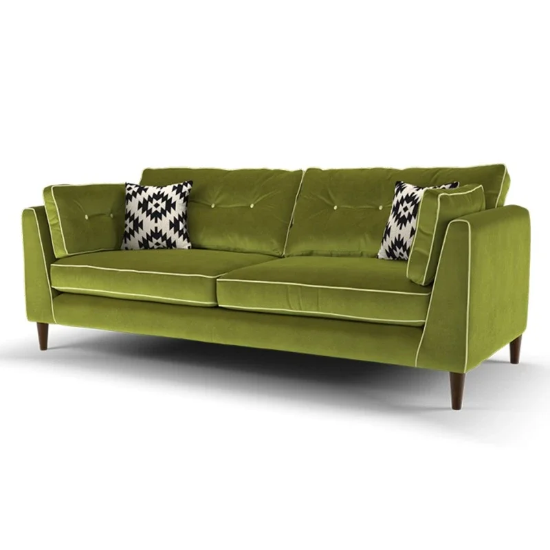 

Retro velvet fabric sofa small apartment three-person living room Nordic simple French designer bed and breakfast sofa