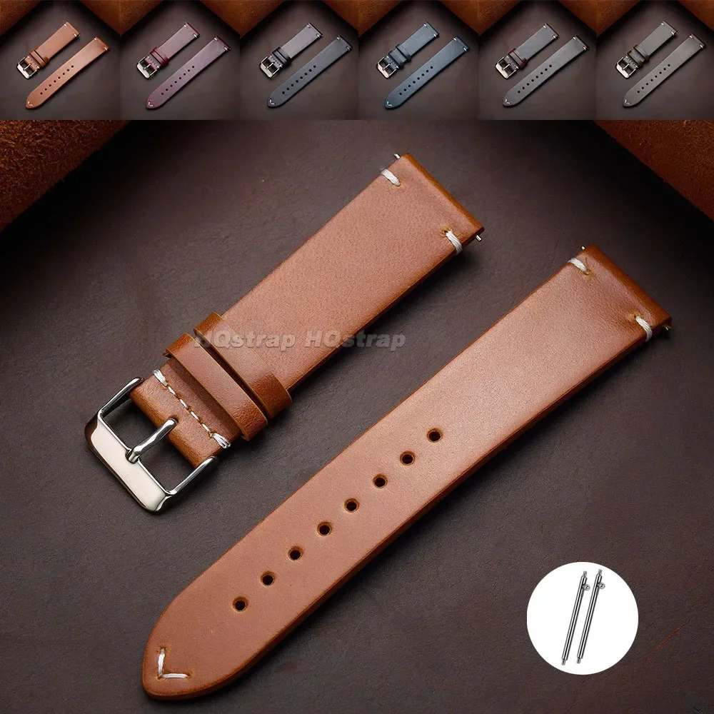 Quick Release Vintage Retro Leather Watchband 18mm 19mm 20mm 21mm 22mm 24mm Soft Oil Wax Bracelet for Seiko Calfskin Watch Strap