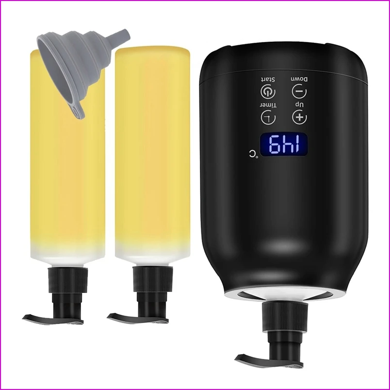 

Massage Oil Warmer, Electric Massage Oil Digital Heater with Two Oil Bottles, Portable Lotion Heated Dispenser EU Plug-A57M