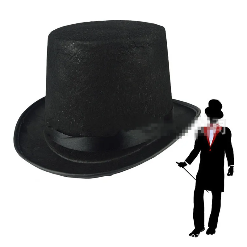 Magician Performed Hat for Adults and Children, Black Top Party Hat for Gentleman Baron, Women and Men, Stage Performance