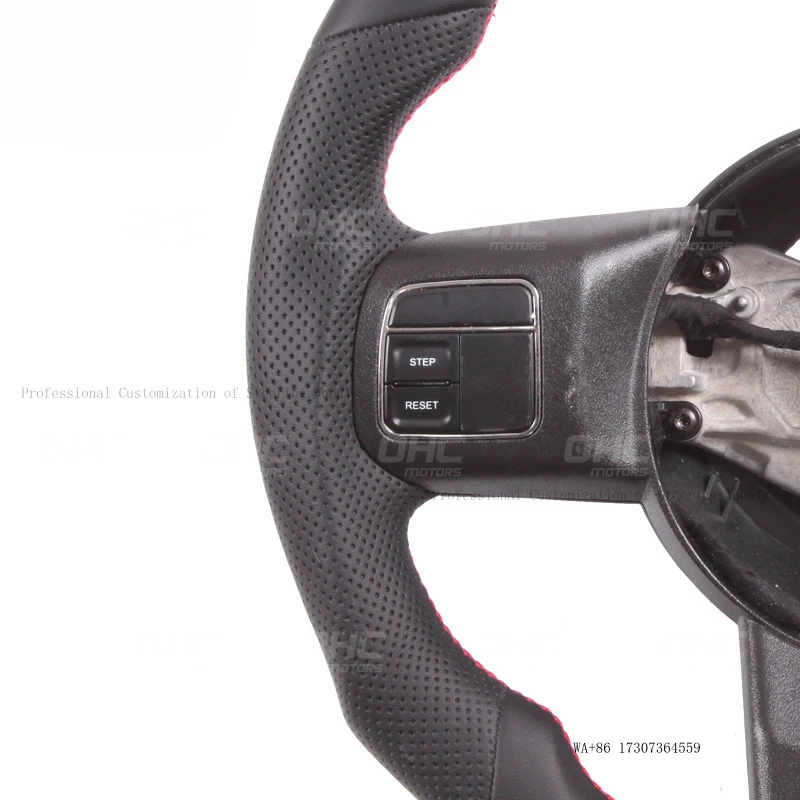 Suitable for Jeep Wrangler, left and right perforated leather red positioning line car steering wheel modification