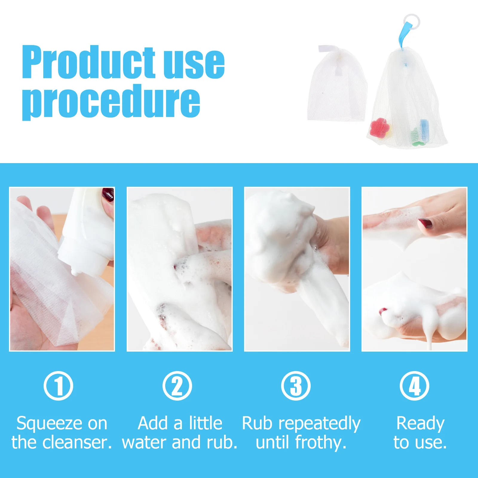 

2 шт. блистерная сетка для лица, маленькое карманное мыло, пенящиеся пакеты для мытья лица