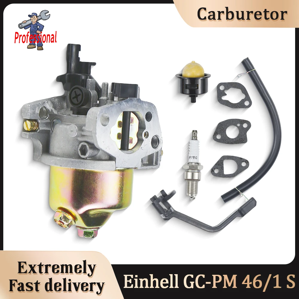 

Lawn Mower Carburetor Kit Spark Plug Pump Primer Gasket Hose For GC-PM 46/1 S GC-PM 51/2 S HW HBM 46 R Lawn Mower Garden Tool