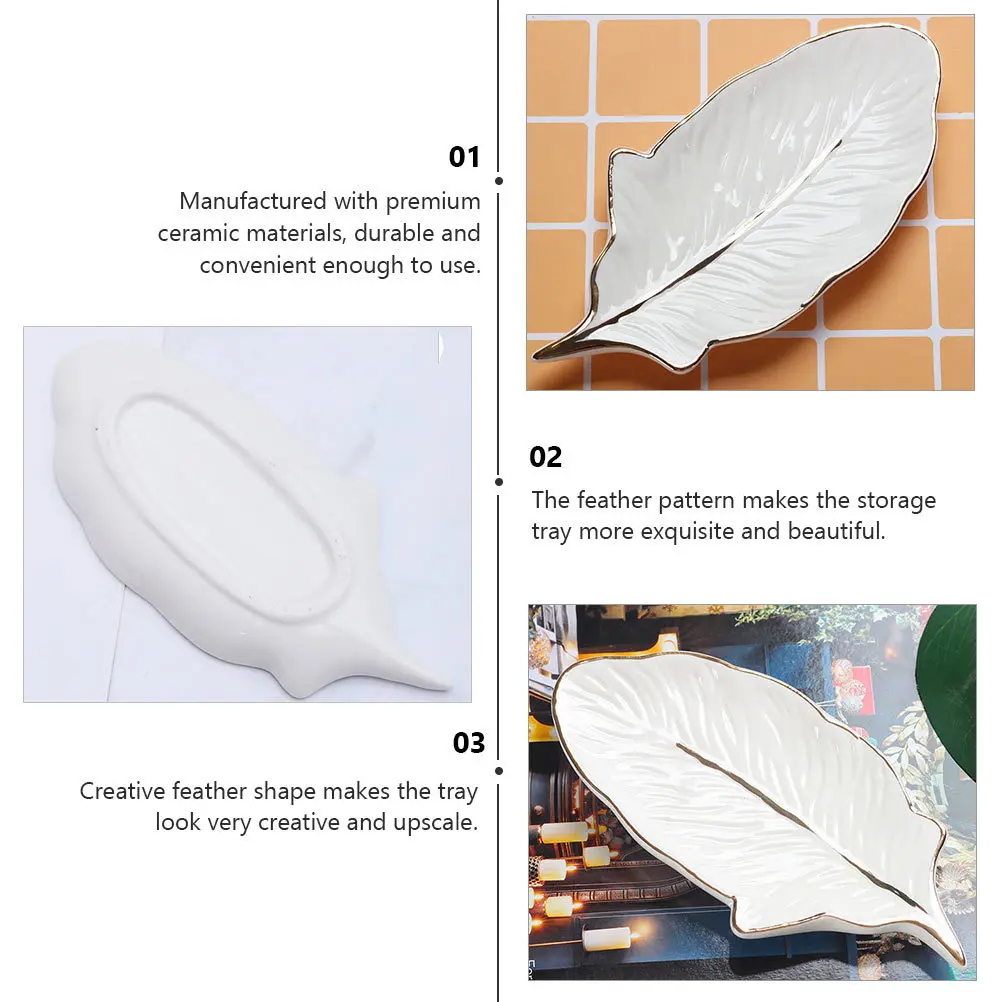 1Pcs Exquisite Style Ceramic Storage Tray Multipurpose Desktop Jewelry Cosmetics Display Container Gift Idea