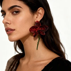 Orecchini pendenti Vintage con Design a fiori grandi smaltati squisiti per le donne gioielli bohémien regalo femminile