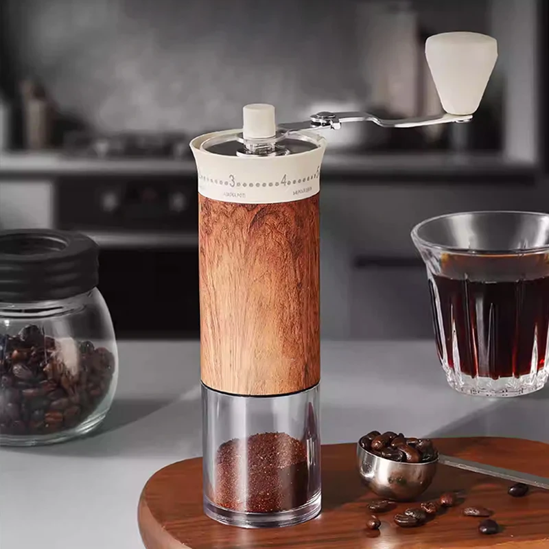 

Ручная кофемолка с 56 передачами, портативная кофемолка из нержавеющей стали с кривошипной ручкой, керамический сердечник, кухонный инструмент для кофе