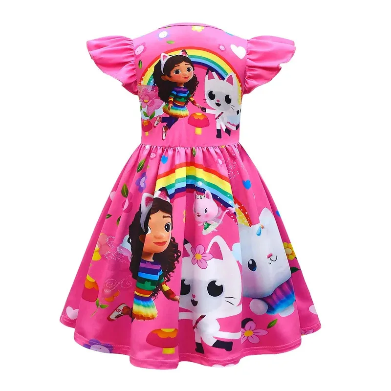 Детское платье принцессы для девочек, костюмы для кукольного домика Габби с героями мультфильмов, летняя одежда, трапециевидные платья с рюшами для маленьких детей, платья для дня рождения