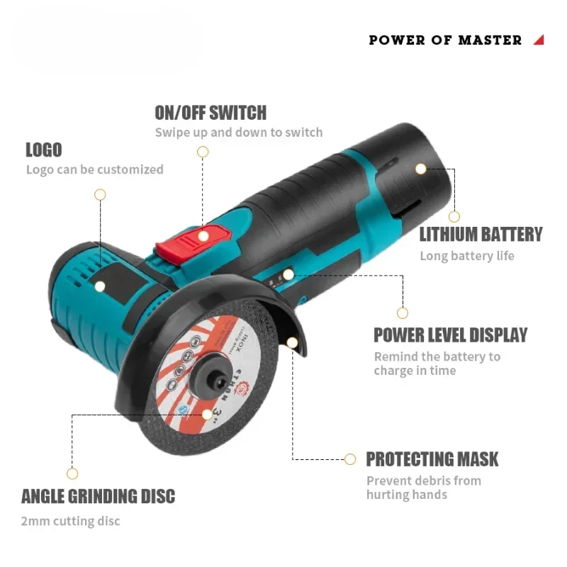 Imagem -05 - Mini Moedor de Ângulo Recarregável Ferramenta Moagem Polimento Máquina Moagem para Cortar Diamante Ferramentas Elétricas sem Fio 12v