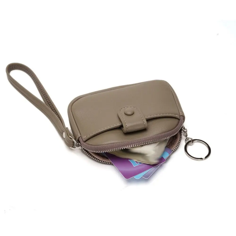 

Simple with Wrist Lanyard Handheld Wallet Solid Color Mini Zipper Coin Purse Clutch Korean Style Small Item Bag Outdoor