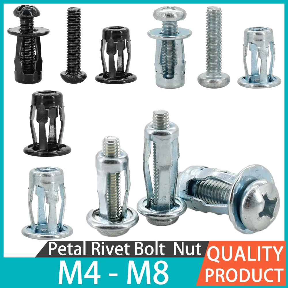 Expansion Clamp Lock Screws Sheet Iron Fasten Kit Molly Jack Nut Bolts Set Carbon Steel Petal Rivet Nuts Screw M4 M5 M6 M8