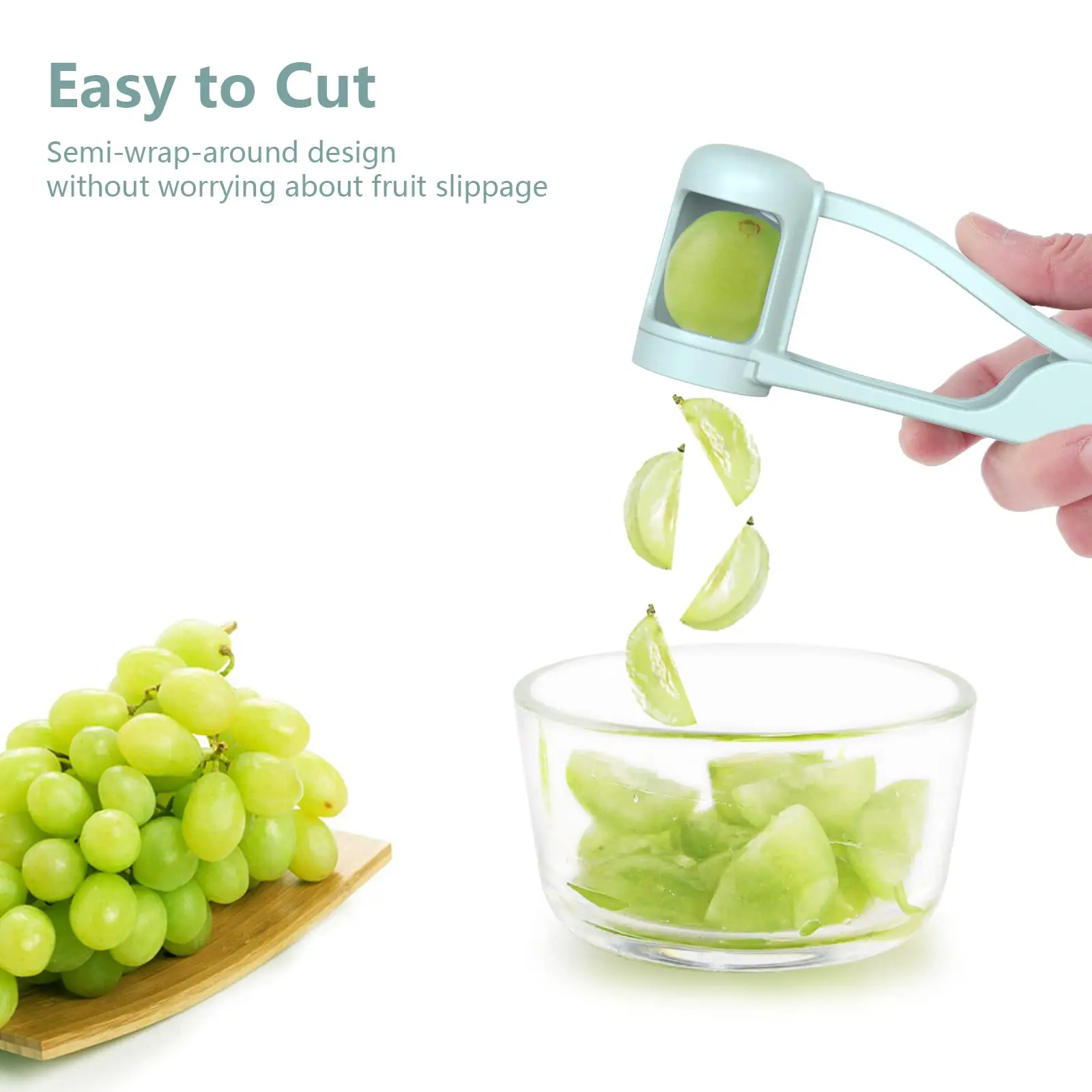 Picture 4: New Grape Cherry Tomato Strawberry Cutter Quarter Slicer Tool Stainless Steel Kitchen Gadget Fruit Cutter for Toddlers Baby