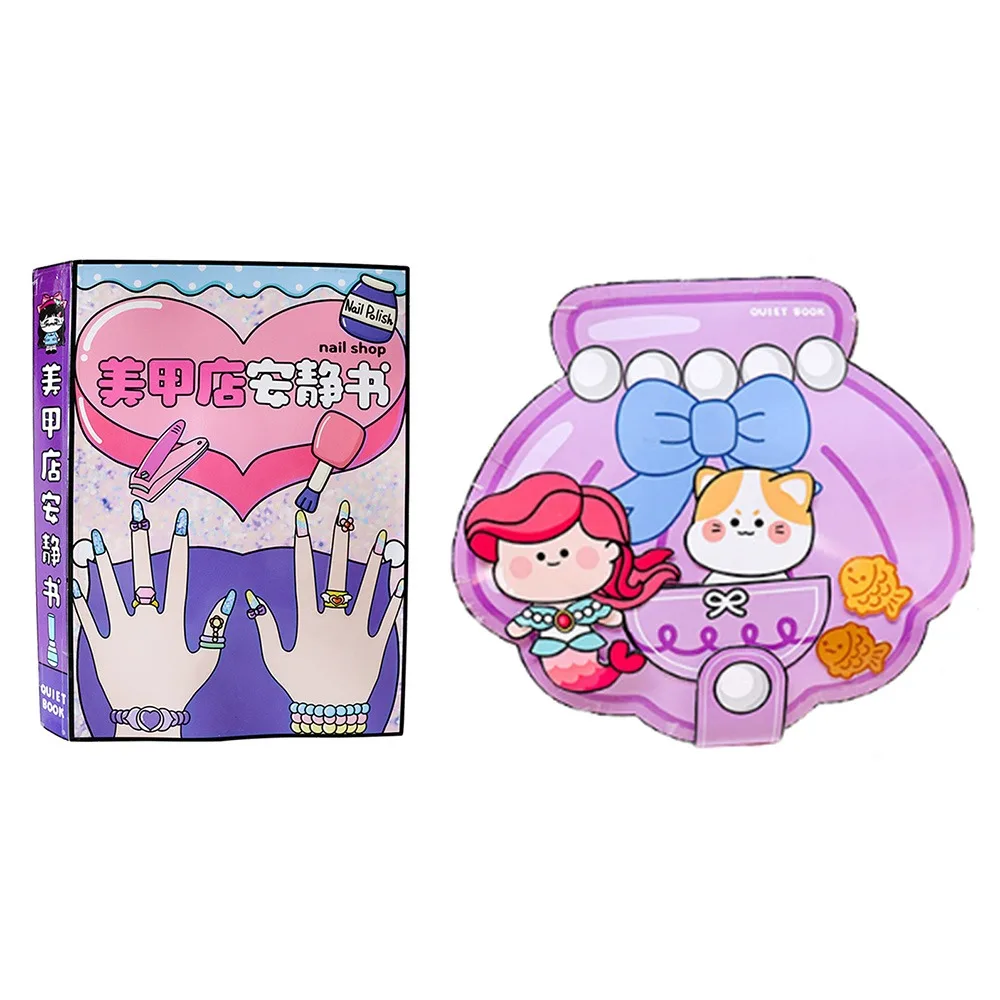 

3D Nail Shop Quiet Book Creative Interactive DIY Dress Up Toy Montessori Material Pack Sticker Games Quiet Book Educational Toy
