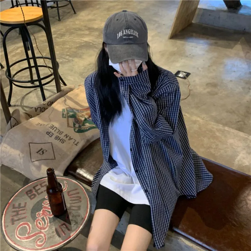 

2025 Fashion Plaid Sunscreen Shirt Jacket for Women's Summer Thin Design Sense Top Shirt Thin Cardigan Female Clothing