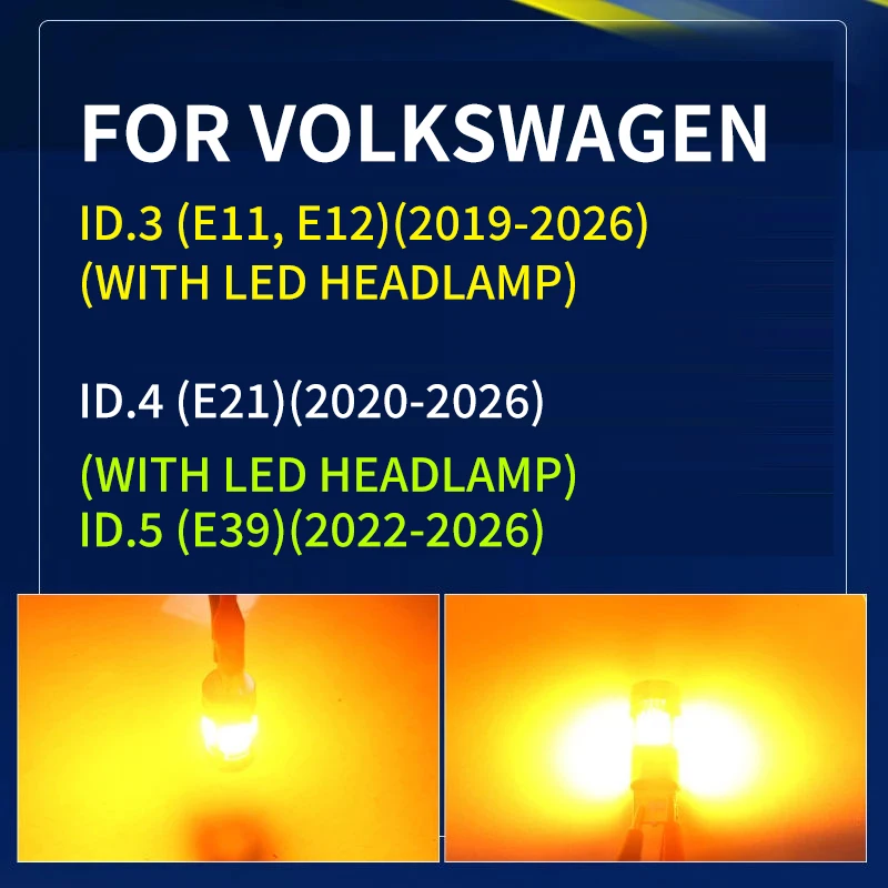 LED Turn Signal Light Bulbs Direction Indicator For Volkswagen VW ID.3 E11 E12 ID.4 E21 ID.5 E39 2020 2021 2022 2023 2024 2025