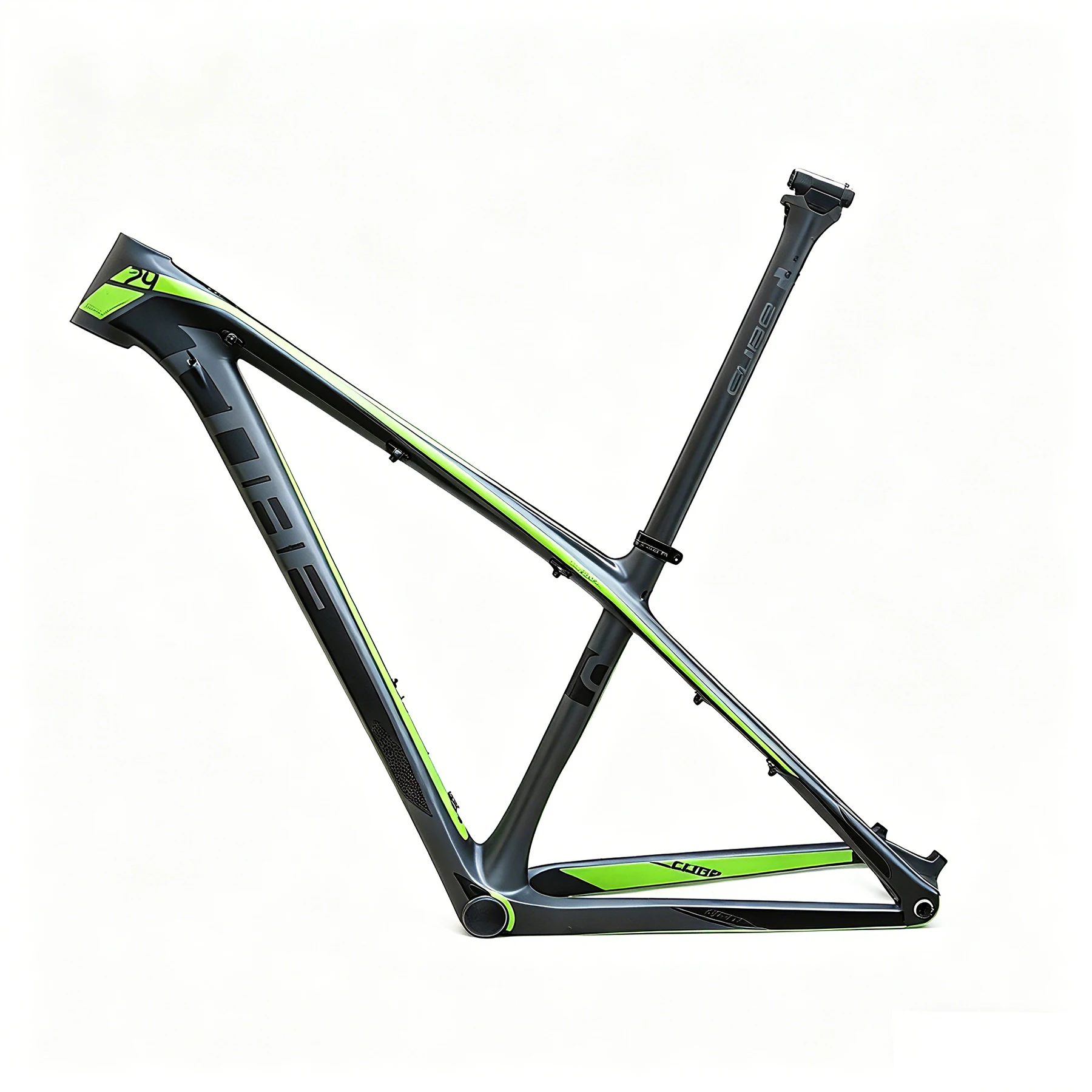 Cuadro de Bicicleta de Montaña Cube Reaction GTC de Carbono 29er, Verde/Gris/Negro, Eje Trasero de 135 mm