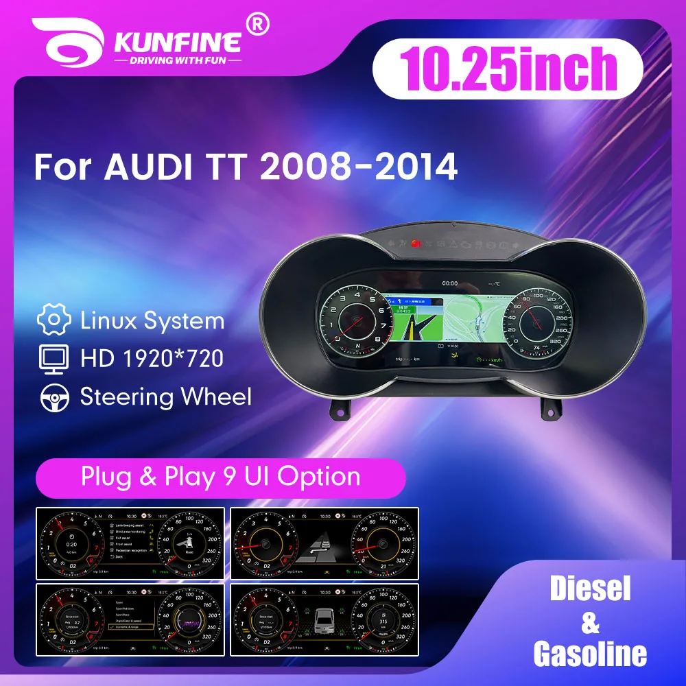 

Latest 10.25" Car LCD Digital Dashboard Cluster For Audi TT 2008 2009 2010-2014 Instrument Paneel Speedometer Virtual Cockpit