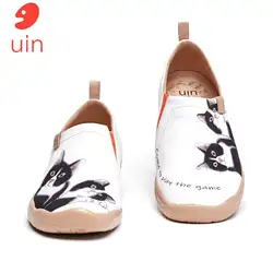 UIN Women's Lightweight Slip Ons Sneakers Walking Flats Casual Flower Art Painted Travel Shoes Cute Loafers