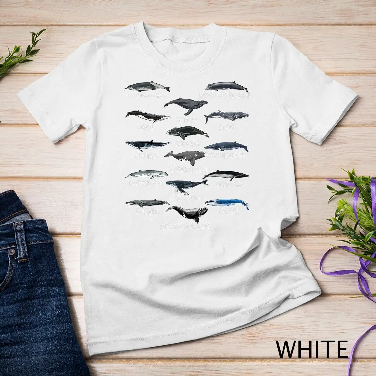 Different Whale Species Biology Types Of Whales Unisex T-shirt