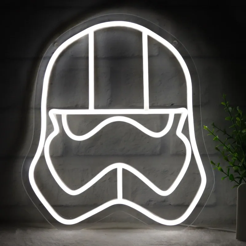 Helmet Neon signs for wall Creative LED Lights Bedroom Living Room Best Gifts for Kids Birthday Party,12.2 x 13.8 inches(White)