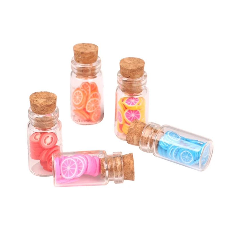 Boîtes en verre assorties de fruits miniatures, maison de courses 1:12, pot de bonbons aux fruits secs, jouet de jeu de simulation pour enfants, accessoires de maison au beurre aléatoire, 5 pièces