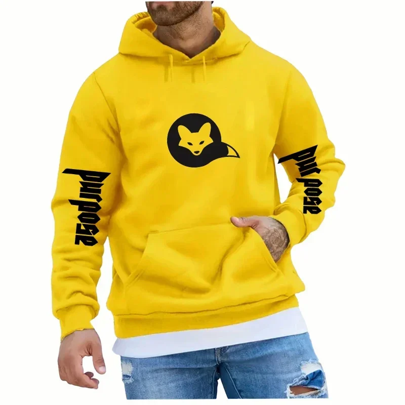 Outono masculino manga comprida com capuz moda impressão topos casual bolso moletom com capuz ao ar livre sportwear