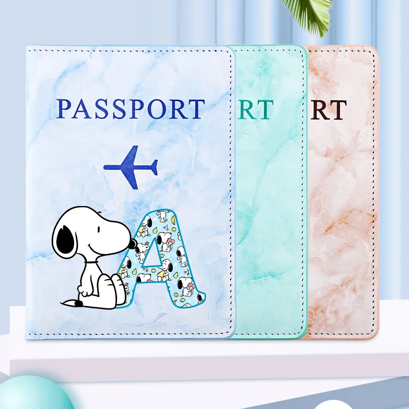 

Snoopys Unisex Airplane Passport Cover Women Men Travel Passport Case Leather Cartoon Passport Wallet Purse Card Holder Bag Gift