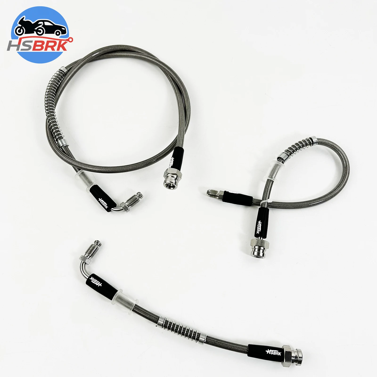 

Universal Stainless Steel Braided PTFE Brake Hose 10-500CM Silver M10 * 1.0mm 0°/90° Rotatable Brake Oil Connector For yamaha