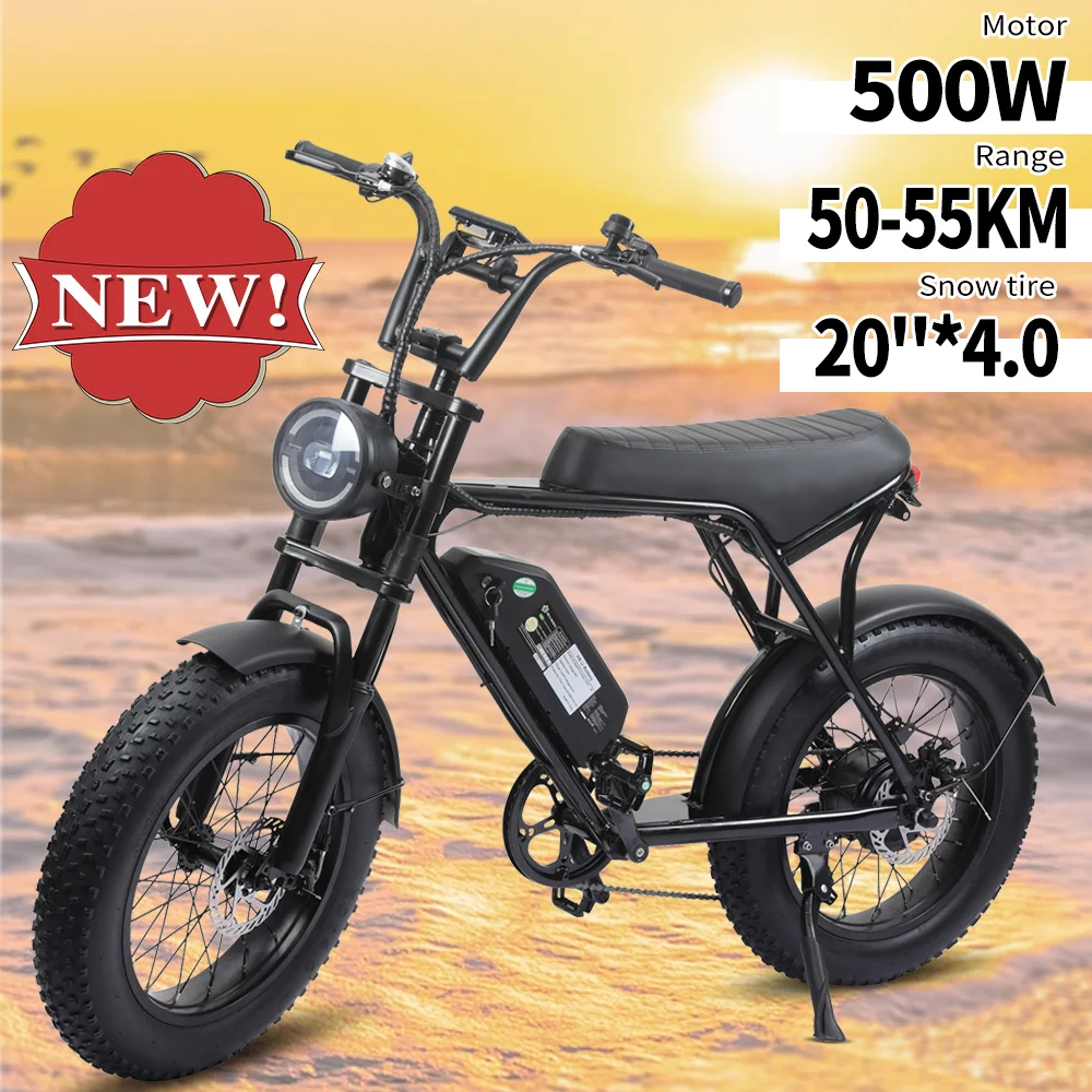 20'' Electric Bicycles For Adults With Seat Motor 500W 34Miles Ebike 440lb Load Capacity Electric Motorcycle Ebike E-Bicycle