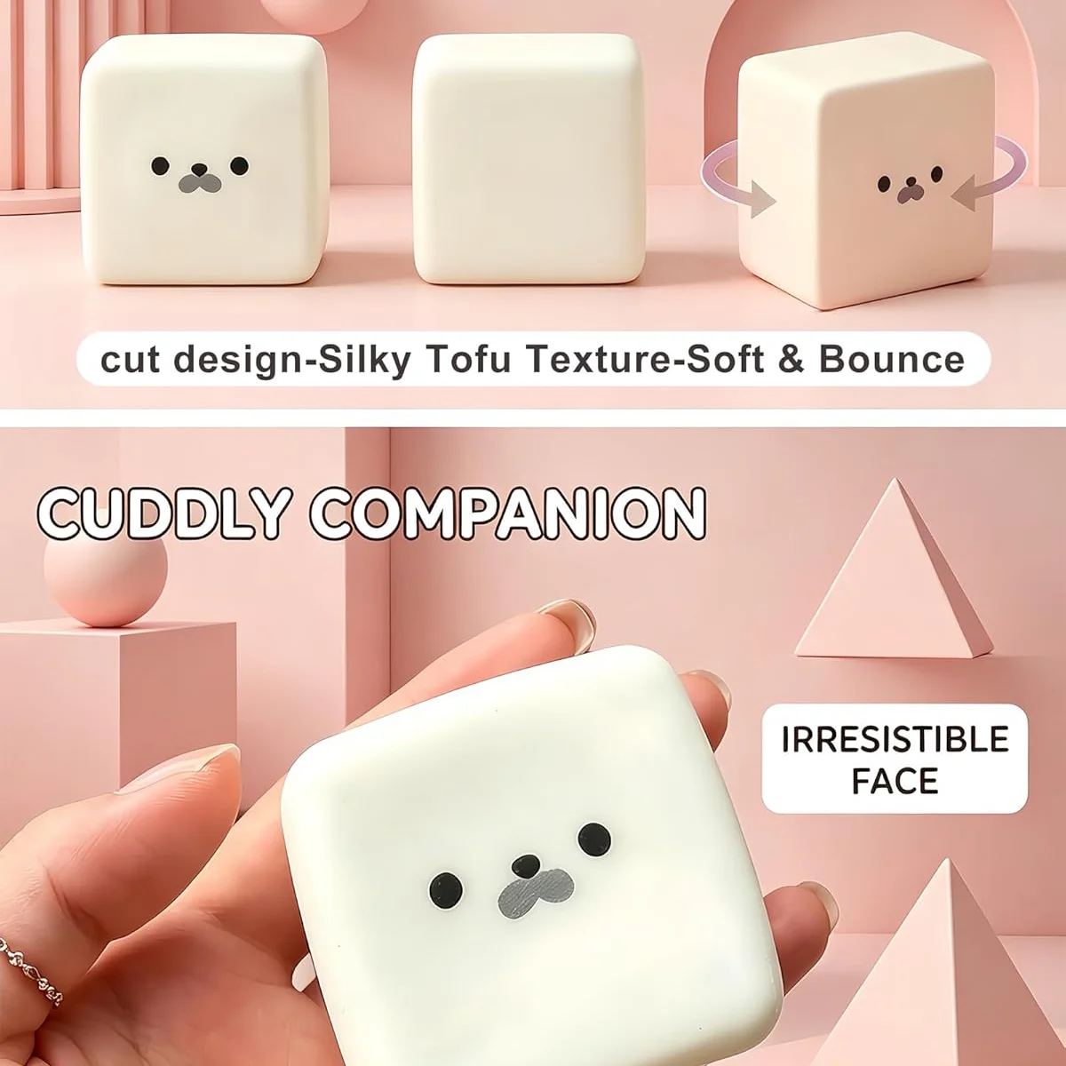 Seal Tofu Squishy Marshmallow Slow Rising Stress Relief Fidget for Adults Moldable Dough Cube Sensory for Anxiety Relief