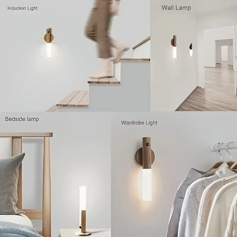 Luce notturna con sensore di movimento intelligente - Illuminazione ambientale a LED, Luce ricaricabile da parete/armadio per l'arredamento della cucina del corridoio della camera da letto