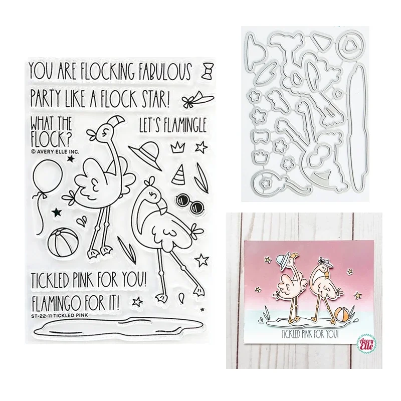 

Animals Metal Cutting Dies for Paper Making Clear Stamps Tickled Pink Scrapbooking Embossing Frame Card Set