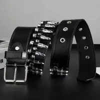 Cinturón de decoración de bala hueca con remaches a la moda, cinturón de Metal pesado para hombres y mujeres, cinturón estilo Punk Rock, pretina con tachuelas de cuero PU a la moda